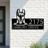 Custom Metal Doberman dog Puppy Metal Address Sign House number Hanging Address Plaque Yard Sign Outdoor decor