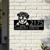 Custom Metal Rottweiler dog Puppy Metal Address Sign House number Hanging Address Plaque Yard Sign Outdoor decor