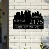 Custom Metal Nashville city skyline Metal Address Sign Hanging Address Plaque house number Yard Outdoor Sign