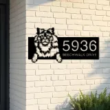 Custom Metal Selkirk rex Cute peeking cat kitten Metal Address Sign, House number, Outdoor Number Signage, Yard Sign Address Plate