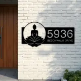 Custom Metal Zen Lotus Buddha Metal Address Sign, House number, Outdoor Number Signage, Yard Sign Address Plate