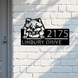 Custom Metal Pomeranian dog Cute puppy Metal Address Sign House number Hanging Address Plaque Yard Sign Outdoor decor