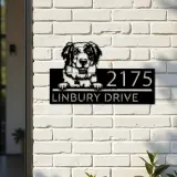 Custom Metal Australian Shepherd dog puppy Metal Address Sign House number Hanging Address Plaque Yard Sign Outdoor decor