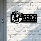 Custom Metal Floral Cow Ranch farmhouse farm animal Metal Address Sign, House number, Outdoor Number Signage, Yard Sign Address Plate