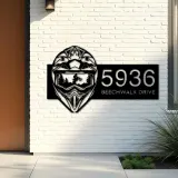 Custom Metal Helmet motocross biker Metal Address Sign, House number, Outdoor Number Signage, Yard Sign Address Plate