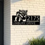 Custom Metal Grizzly Bear Metal Address Sign, House number, Outdoor Number Signage, Yard Sign Address Plate001