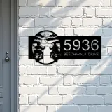Custom Metal Biker brothers sunset Motocycle rider Metal Address Sign, House number, Outdoor Number Signage, Yard Sign Address Plate
