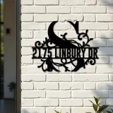 Custom Metal Floral Monogram Split Letter S Metal Address Sign House number Hanging Address Plaque Yard Sign Outdoor decor