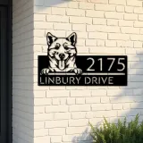 Custom Metal Shiba Inu Dog Cute puppy Metal Address Sign House number Hanging Address Plaque Yard Sign Outdoor decor