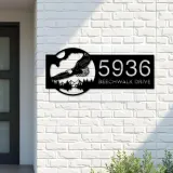 Custom Metal Eagle flying mountain forest scene Metal Address Sign, House number, Outdoor Number Signage, Yard Sign Address Plate