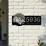 Custom Metal Mountain scene wild life Metal Address Sign, House number, Outdoor Number Signage, Yard Sign Address Plate