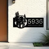 Custom Metal Bison forest wild life Metal Address Sign, House number, Outdoor Number Signage, Yard Sign Address Plate