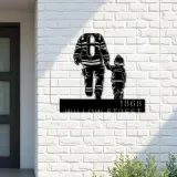 Custom Metal Firefighter father and son Fireman Metal Address Sign, House number, Outdoor Number Signage, Yard Sign Address Plate