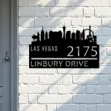 Custom Metal Las Vegas city skyline Metal Address Sign Hanging Address Plaque house number Yard Outdoor Sign