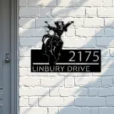 Custom Metal Girl biker bike rider Metal Address Sign, House number, Outdoor Number Signage, Yard Sign Address Plate