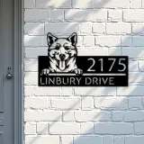 Custom Metal Shiba Inu Dog Cute puppy Metal Address Sign House number Hanging Address Plaque Yard Sign Outdoor decor