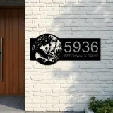Custom Metal Panda Metal Address Sign, House number, Outdoor Number Signage, Yard Sign Address Plate