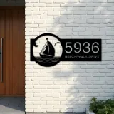 Custom Metal Sailboat Metal Address Sign Custom House number Hanging Address Plaque Yard Sign Outdoor