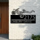 Custom Metal Motocross dirtbike biker Metal Address Sign, House number, Outdoor Number Signage, Yard Sign Address Plate