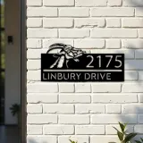 Custom Metal Peeking Goat farm animal ranch Metal Address Sign, House number, Outdoor Number Signage, Yard Sign Address Plate