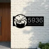 Custom Metal Drum music notes Metal Address Sign Custom House number Hanging Address Plaque Yard Sign Outdoor Sign