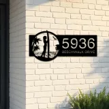 Custom Metal Longboard Female Surfer Metal Address Sign, House number, Outdoor Number Signage, Yard Sign Address Plate