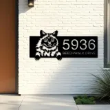 Custom Metal Balinese Cute peeking cat kitten Metal Address Sign, House number, Outdoor Number Signage, Yard Sign Address Plate