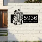 Custom Metal Football player Sport Metal Address Sign, House number, Outdoor Number Signage, Yard Sign Address Plate