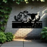 Custom Metal Goat sheep chicken farmhouse farm animals Metal Address Sign, House number, Outdoor Number Signage, Yard Sign Address Plate