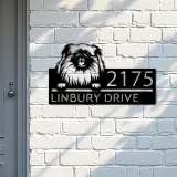 Custom Metal Pekingese dog Puppy Metal Address Sign House number Hanging Address Plaque Yard Sign Outdoor decor