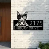 Custom Metal Bull Terrier dog US flag glasses Metal Address Sign House number Hanging Address Plaque Yard Sign Outdoor decor