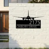 Custom Metal Airplane Aircraft pilot Metal Address Sign, House number, Outdoor Number Signage, Yard Sign Address Plate