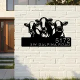Custom Metal Cows Farmhouse ranch animals Metal Address Sign, House number, Outdoor Number Signage, Yard Sign Address Plate