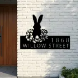 Custom Metal Rabbit Easter egg Bunny Metal Address Sign, House number, Outdoor Number Signage, Yard Sign Address Plate