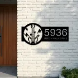 Custom Metal Electric guitar Metal Address Sign Custom House number Hanging Address Plaque Yard Sign Outdoor
