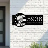 Custom Metal American Nurse Wearing Mask Metal Address Sign, House number, Outdoor Number Signage, Yard Sign Address Plate