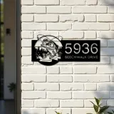 Custom Metal Bass fishing rod bait Metal Address Sign, House number, Outdoor Number Signage, Yard Sign Address Plate