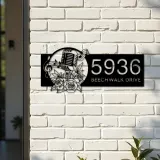 Custom Metal Floral microphone Musical notes Metal Address Sign, House number, Outdoor Number Signage, Yard Sign Address Plate
