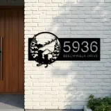 Custom Metal Christmas Dog cat Santa Claus on sleigh Metal Address Sign, House number, Outdoor Number Signage, Yard Sign Address Plate