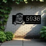 Custom Metal Scottish fold Cute peeking cat Metal Address Sign, House number, Outdoor Number Signage, Yard Sign Address Plate