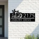 Custom Metal Biker motorcycle rider Metal Address Sign, House number, Outdoor Number Signage, Yard Sign Address Plate