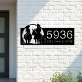 Custom Metal Cowboy horse rider Metal Address Sign, House number, Outdoor Number Signage, Yard Sign Address Plate