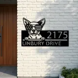 Custom Metal Chihuahua dog US flag glasses Metal Address Sign House number Hanging Address Plaque Yard Sign Outdoor decor