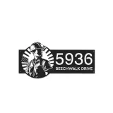 Custom Metal US Construction worker Metal Address Sign, House number, Outdoor Number Signage, Yard Sign Address Plate