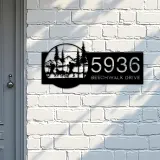 Custom Metal Camping Camper Hiking Hiker Mountain Metal Address Sign, House number, Outdoor Number Signage, Yard Sign Address Plate