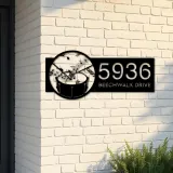 Custom Metal Drum music notes Metal Address Sign Custom House number Hanging Address Plaque Yard Sign Outdoor Sign
