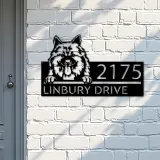 Custom Metal Keeshond dog Cute puppy Metal Address Sign House number Hanging Address Plaque Yard Sign Outdoor decor