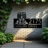 Custom Metal Sharpei dog US flag glasses Metal Address Sign House number Hanging Address Plaque Yard Sign Outdoor decor