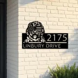 Custom Metal Bobtail dog US flag glasses Metal Address Sign House number Hanging Address Plaque Yard Sign Outdoor decor