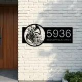 Custom Metal Floral trumpet musician Metal Address Sign, House number, Outdoor Number Signage, Yard Sign Address Plate
